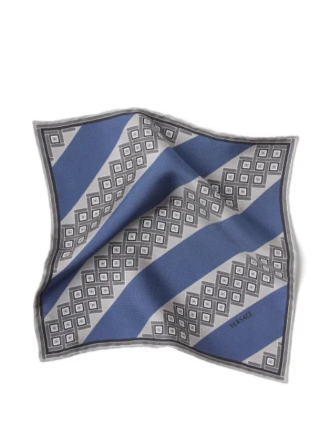 Versace printed silk twill pocket square Blue 10158551A17969