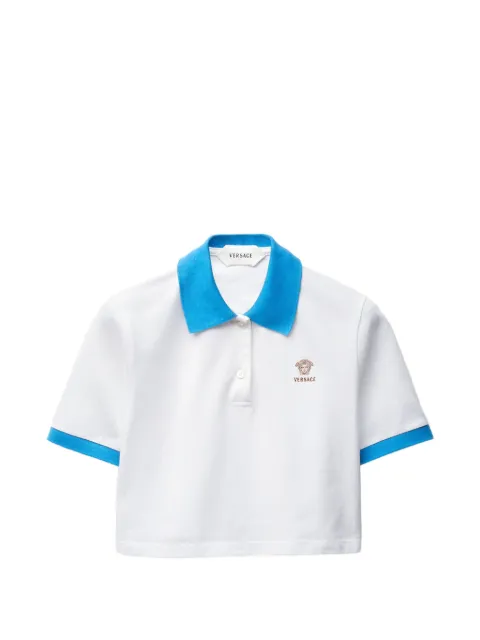 Versace embroidered cotton piqué polo White 10242351A17681