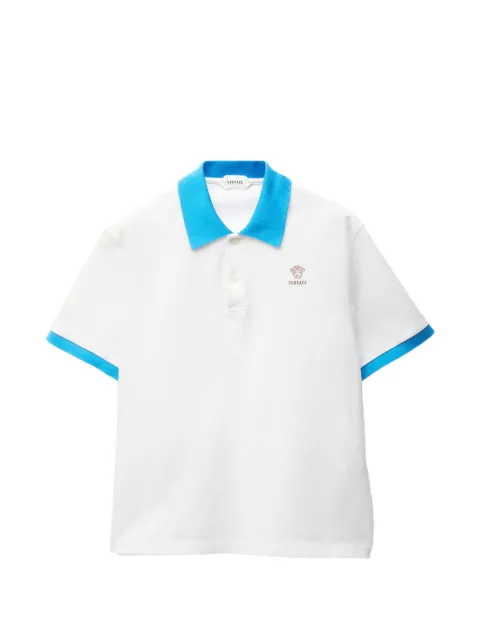 Versace embroidered cotton piqué polo White 10240311A17681