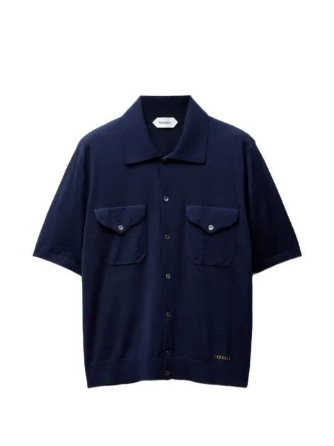 Versace embroidered wool knit shirt Blue 10235551A17408