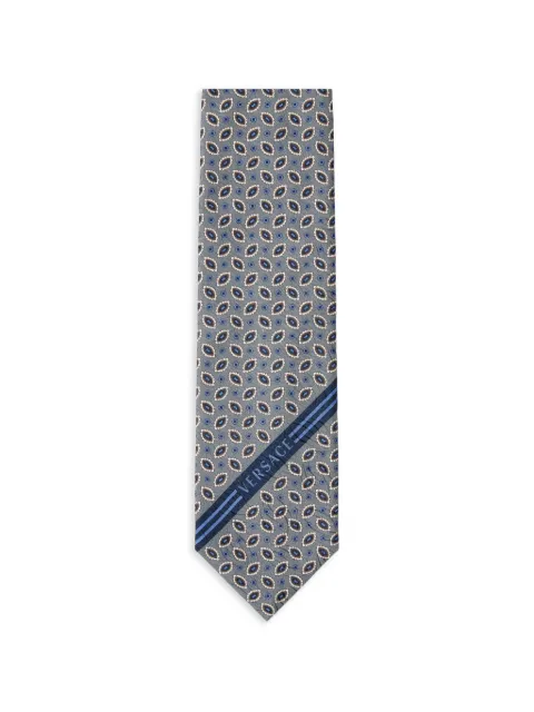 Versace printed jacquard silk tie Grey 10246271A17963