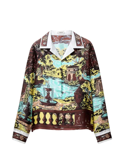 Versace printed silk twill slim shirt Brown 10242321A17974