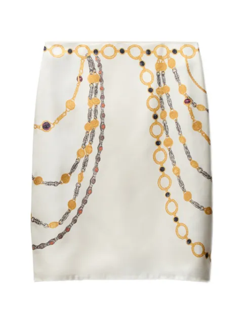 Versace printed silk twill pencil skirt Neutrals 10246901A17952