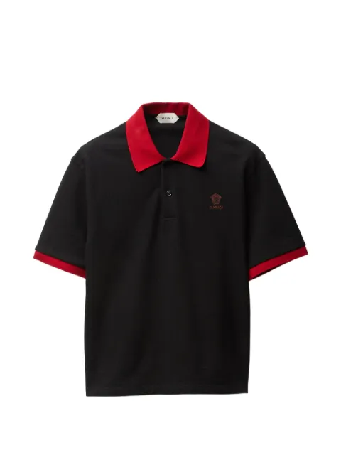 Versace embroidered cotton piqué polo Black 10240311A17681