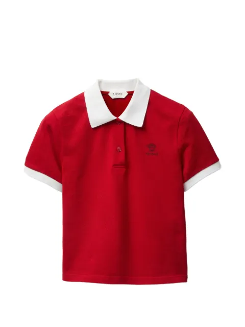 Versace embroidered cotton piqué polo Red 10242351A17681