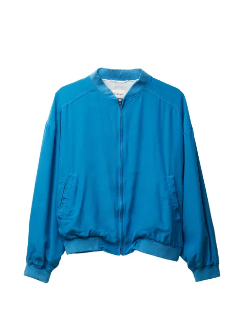 Versace silk poplin zip blouson Blue 10250751A18101