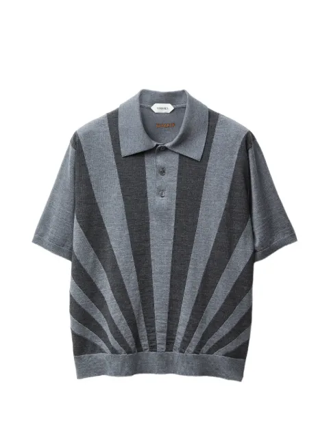 Versace embroidered intarsia wool knit polo Grey 10235321A17388