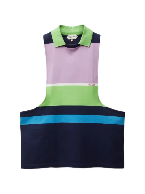 Versace striped cotton-jersey tank top Blue 10245081A17890