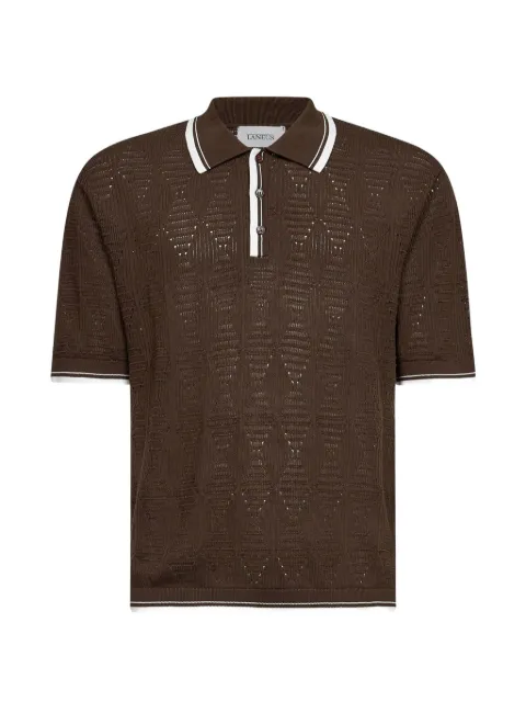 Laneus textured-knit polo shirt Brown S6LAMAKP009