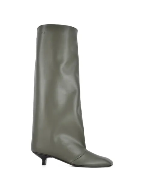 Vicini square-toe tube leather knee-high boots Green V580008004