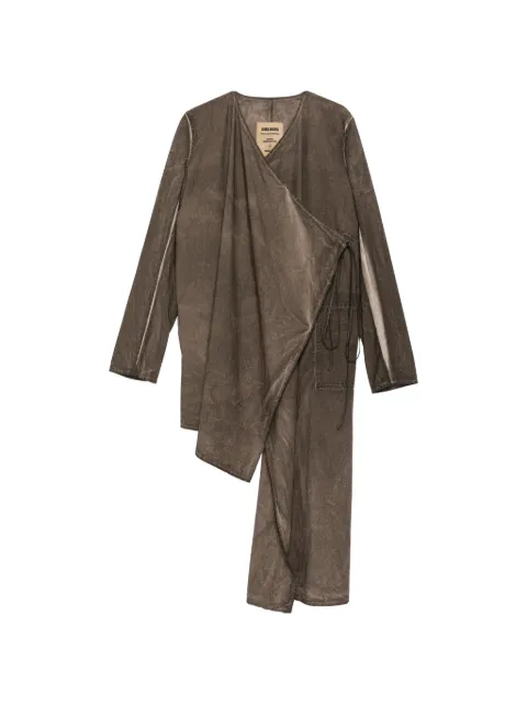Uma Wang asymmetric drape shirt Brown UP6021CHCOTTON
