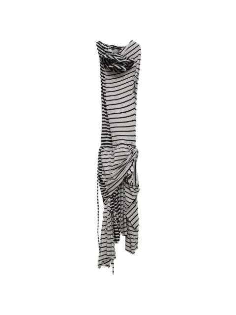Vaquera striped draped midi dress Grey VAQ11O006