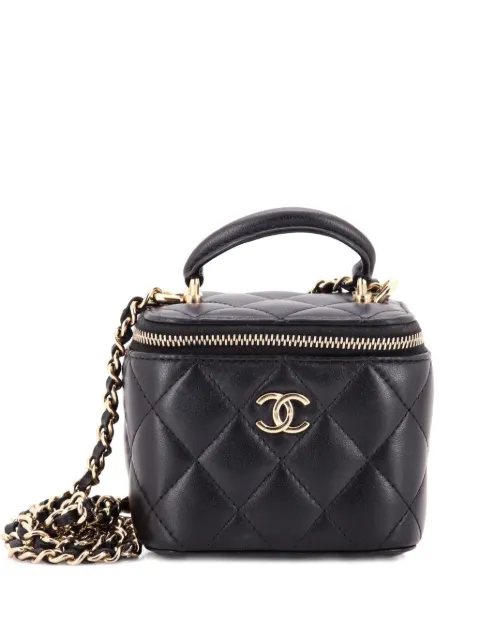 CHANEL Pre-Owned Classic Top Handle Vanity Case with Chain Quilted Lambskin Mini crossbody bag Black DIGM8YGC4SISNTTH