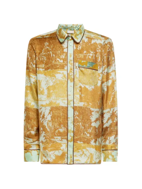 Pierre-Louis Mascia Aloe print long-sleeve shirt Brown ALOESCML10642SE518111103