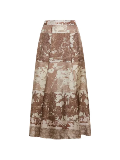 Pierre-Louis Mascia A-line pleated midi skirt Brown ALOESGO12353SE518136104