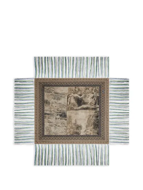 Pierre-Louis Mascia tapestry fringed silk scarf Neutrals ALOEUWSW135X135INSE517560101