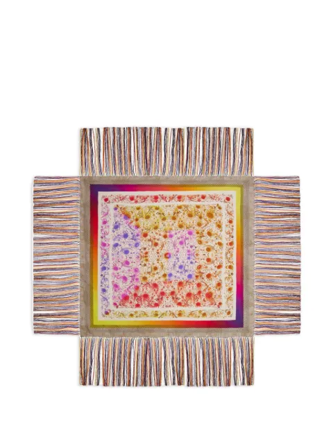 Pierre-Louis Mascia Aloeuw floral-print fringed scarf White ALOEUWSW135X135INSE517311101