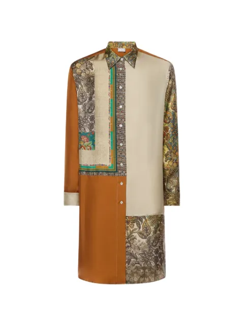 Pierre-Louis Mascia Aloe patchwork long-sleeve shirt Brown ALOESCML12162SE517997101