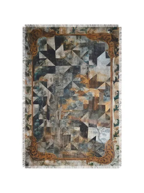 Pierre-Louis Mascia Aloeuw printed fringed shawl scarf Grey ALOEUWSW135X195S4SE517300101