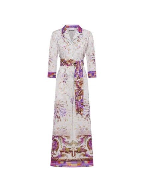 Pierre-Louis Mascia Diomede belted floral-pattern shirt midi dress Purple DIOMEDE