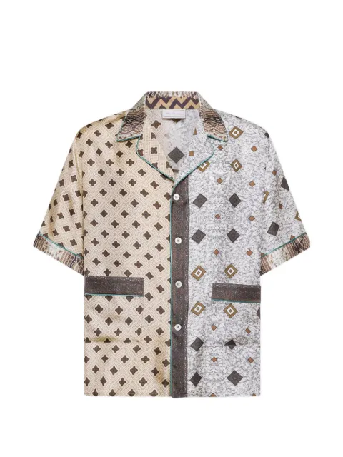 Pierre-Louis Mascia Aloe geometric-pattern camp-collar shirt Neutrals ALOESCMC11927SE518125101