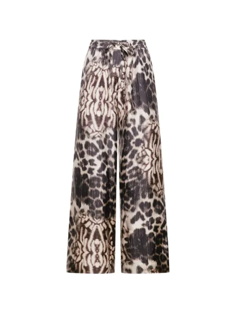 Pierre-Louis Mascia Aloe leopard-print palazzo trousers Brown ALOESPT11094SE146803101