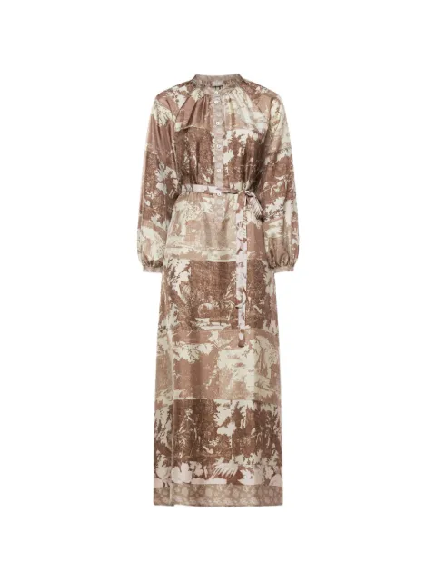 Pierre-Louis Mascia Aloe gathered-detail midi shirt dress Brown ALOESAB11524SE518012104