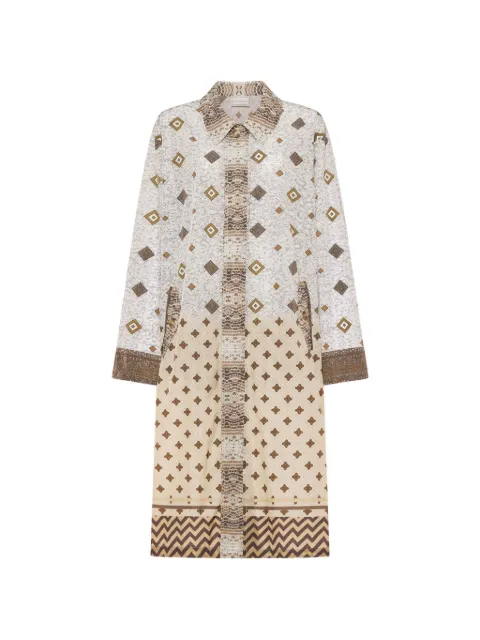 Pierre-Louis Mascia Integmosfre geometric-print coat Brown INTEGMOSFRESAIMP10474PA518214101