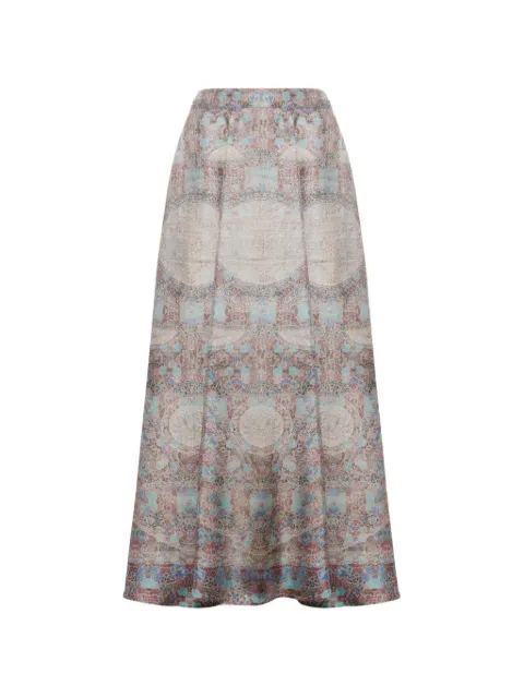 Pierre-Louis Mascia Aloe A-line printed midi skirt Neutrals ALOESGO12353SE518034101