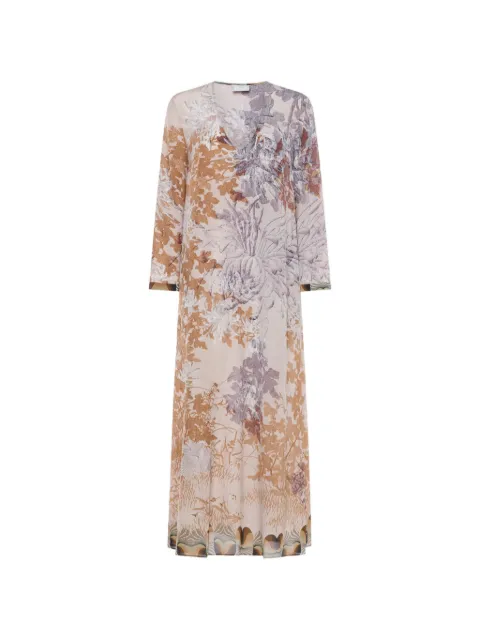 Pierre-Louis Mascia Brule floral A-line midi dress Neutrals BRULESAB12822SE518268101