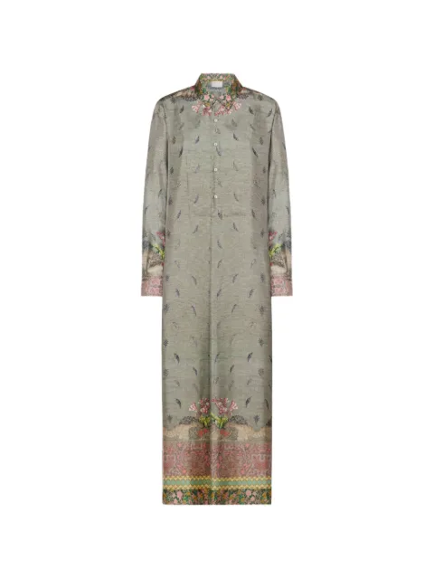 Pierre-Louis Mascia Aloe botanical-print maxi shirt dress Green ALOESAB12798SE518193101