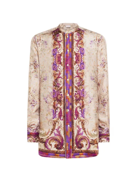 Pierre-Louis Mascia Aloe mandarin-collar silk shirt Neutrals ALOESCML11185SE517868101