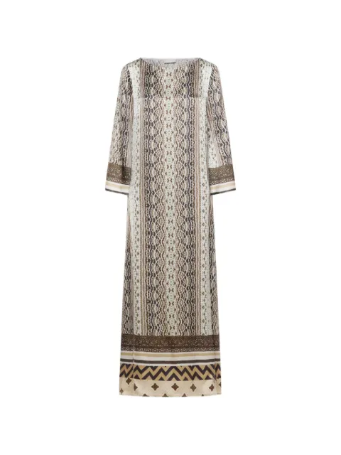Pierre-Louis Mascia Mutka geometric floral midi dress Neutrals MUTKASAB12602SE518156101