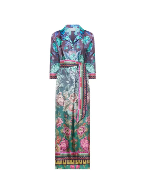 Pierre-Louis Mascia floral-motif belted shirt dress Green ALOESAB11899SE518003101
