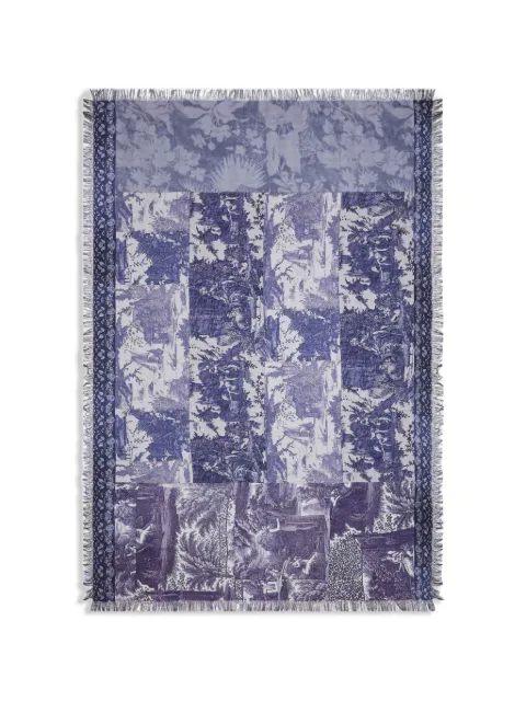Pierre-Louis Mascia Aloeuw printed fringe silk scarf Blue ALOEUWSW135X195S4SE514452105