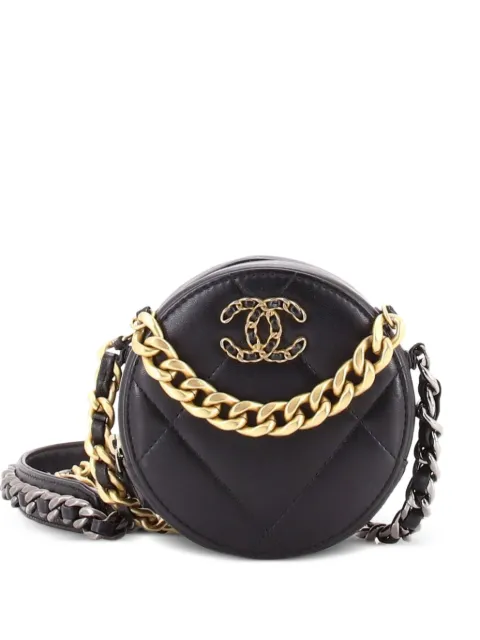 CHANEL Pre-Owned 19 Round with Chain Quilted Leather clutch bag Black RXLVZ8MIZZFJNFLE