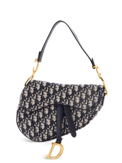 Christian Dior Pre-Owned Saddle Handbag Oblique Canvas Medium shoulder bag Blue O2COQBH4EXHICZW1