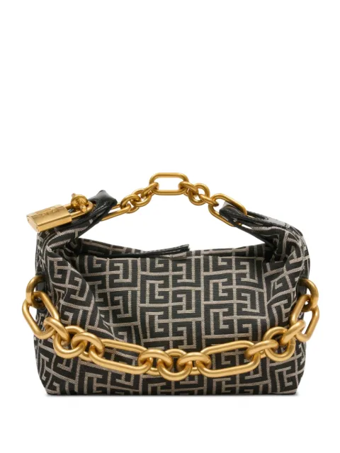 Balmain mini Sync chain tote bag Black GN1AD001TJTE