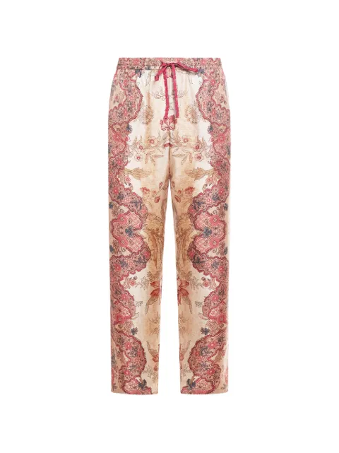 Pierre-Louis Mascia floral-pattern drawstring-fastening trousers Neutrals ALOESPT10959SE517904101