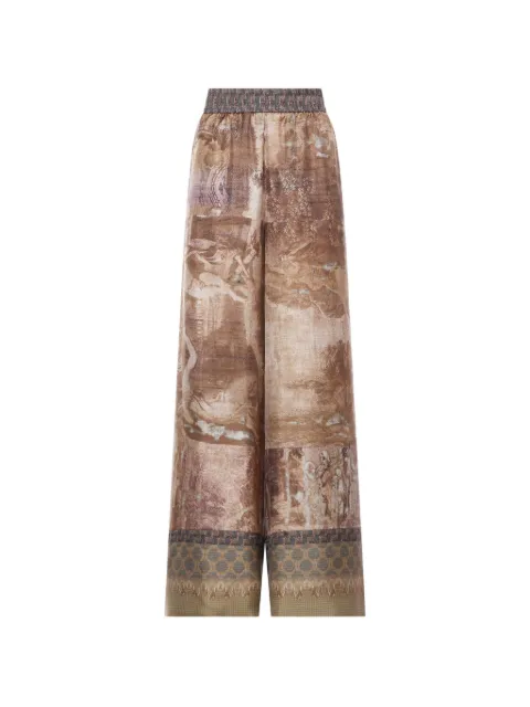 Pierre-Louis Mascia graphic-print palazzo pants Brown ALOESPT12450SE517992101