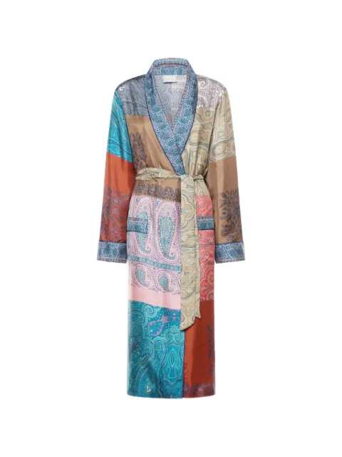 Pierre-Louis Mascia Aloe patchwork-print silk coat Blue ALOESVT10010L124SE518151101