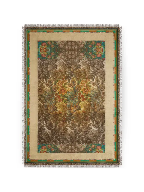 Pierre-Louis Mascia Aloeuw floral-print fringed shawl scarf Neutrals ALOEUWSW135X195S4SE517305101