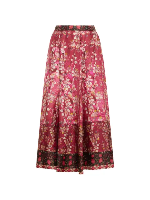 Pierre-Louis Mascia Aloe floral A-line midi skirt Pink ALOESGO12353SE518035101