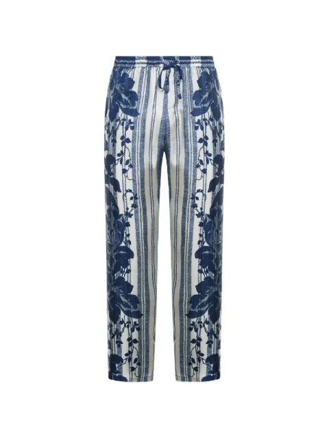 Pierre-Louis Mascia Aloe floral striped trousers Blue ALOESPT10959SE517908101