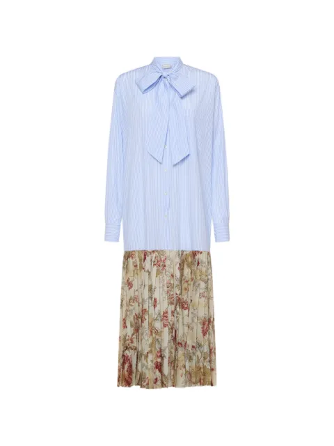 Pierre-Louis Mascia Cezhi stripped floral-print pleated midi shirt dress Blue CEZHIAB12616PL145680101