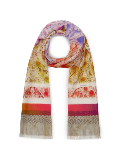 Pierre-Louis Mascia Hawnbci floral fringe scarf Neutrals HAWNBCISW065X190ACO517580101