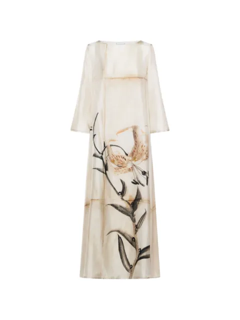 Pierre-Louis Mascia Aloe floral a-line midi dress Neutrals ALOESAB12602SE518045101