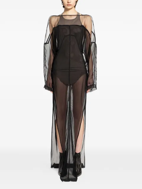 Rick Owens Temple collage boat-neck maxi dress Black RP01F6551TUSSTU