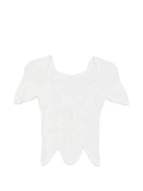 Cult Gaia Eliza V-neck scalloped top White TP3700YC1553