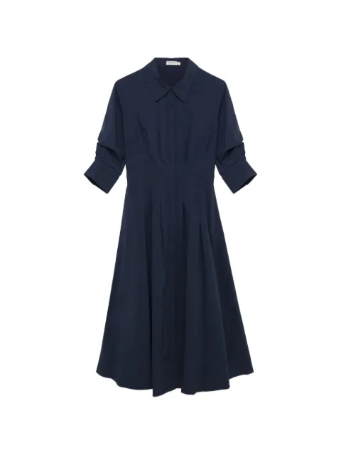 SIMKHAI Jazz pintucked cuffed midi dress Blue SI1144TMIDNIGHT